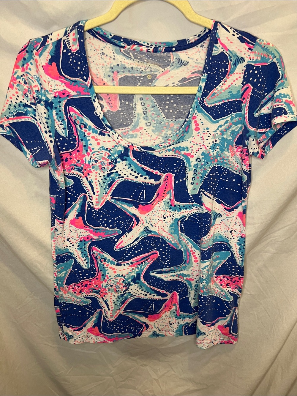 lululemon athletica Starfish Print Scoop Neck Tee - Blue/Pink/Teal